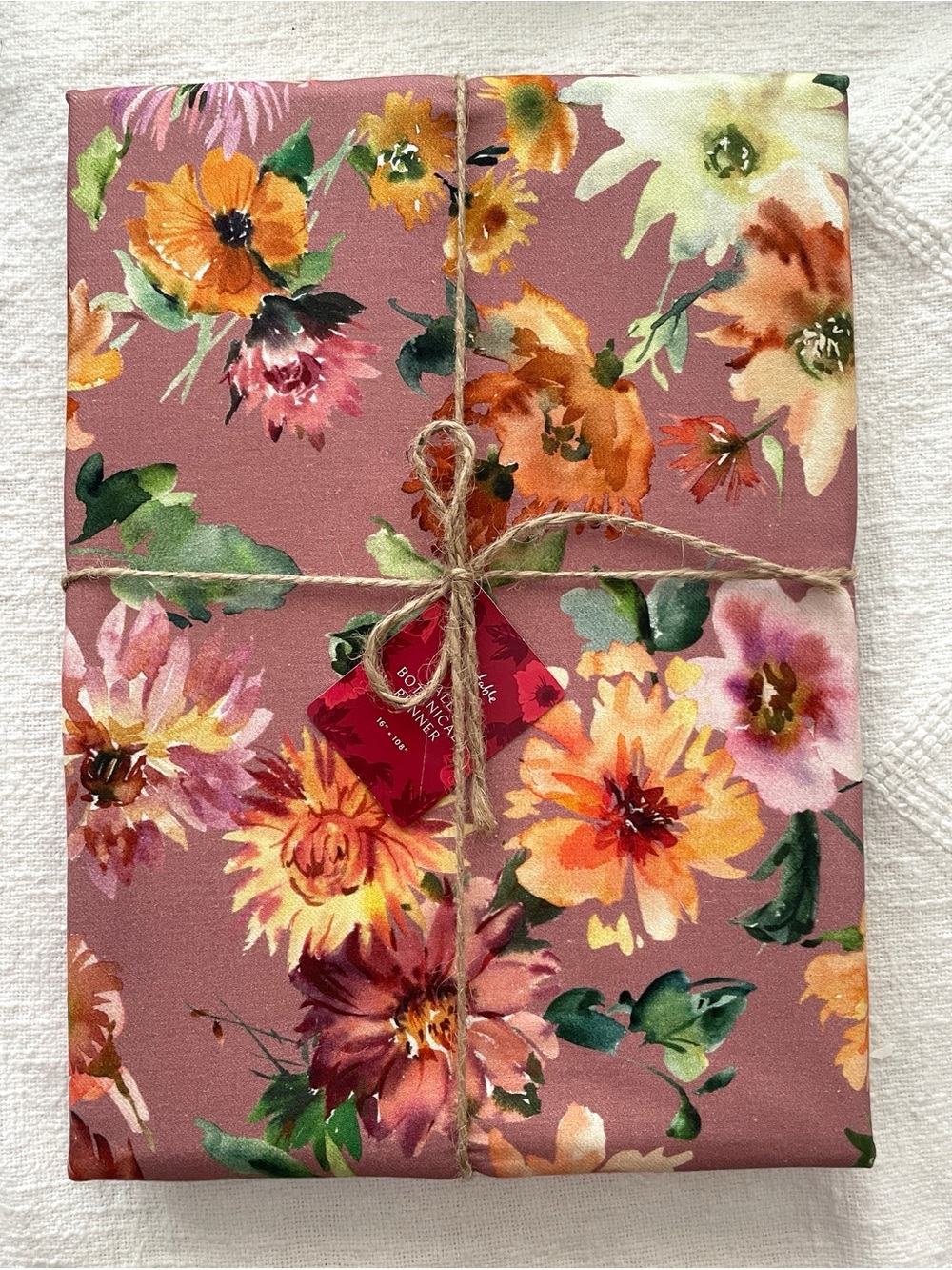 NWT Sur La Table Fall Botanical Table Runner 108" x 16" 100% Cotton
